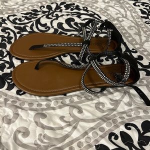 Black/brown gem sandals